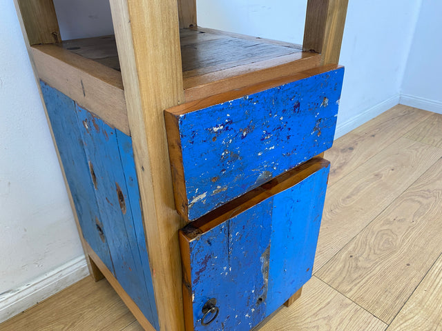 Boatwood by WMK I Einzigartiger großer Nachttisch handgefertigt aus altem Bootsholz I Teakholz massiv I Nachtkommode Nachtschrank Nachtschränkchen Kommode Beistelltisch Ablage I Berlin Kiel Stuttgart