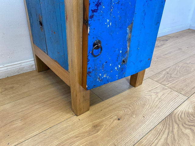 Boatwood by WMK I Einzigartiger großer Nachttisch handgefertigt aus altem Bootsholz I Teakholz massiv I Nachtkommode Nachtschrank Nachtschränkchen Kommode Beistelltisch Ablage I Berlin Kiel Stuttgart