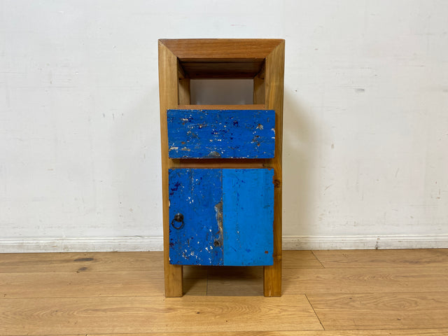 Boatwood by WMK I Einzigartiger großer Nachttisch handgefertigt aus altem Bootsholz I Teakholz massiv I Nachtkommode Nachtschrank Nachtschränkchen Kommode Beistelltisch Ablage I Berlin Kiel Stuttgart