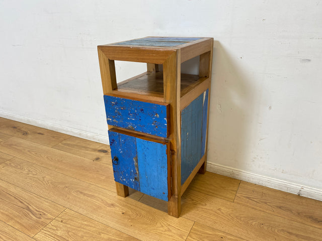 Boatwood by WMK I Einzigartiger großer Nachttisch handgefertigt aus altem Bootsholz I Teakholz massiv I Nachtkommode Nachtschrank Nachtschränkchen Kommode Beistelltisch Ablage I Berlin Kiel Stuttgart