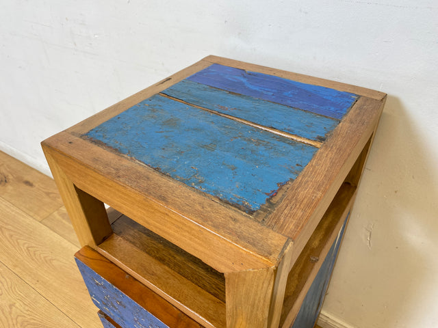 Boatwood by WMK I Einzigartiger großer Nachttisch handgefertigt aus altem Bootsholz I Teakholz massiv I Nachtkommode Nachtschrank Nachtschränkchen Kommode Beistelltisch Ablage I Berlin Kiel Stuttgart