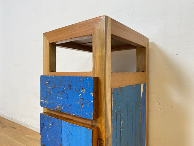 Boatwood by WMK I Einzigartiger großer Nachttisch handgefertigt aus altem Bootsholz I Teakholz massiv I Nachtkommode Nachtschrank Nachtschränkchen Kommode Beistelltisch Ablage I Berlin Kiel Stuttgart