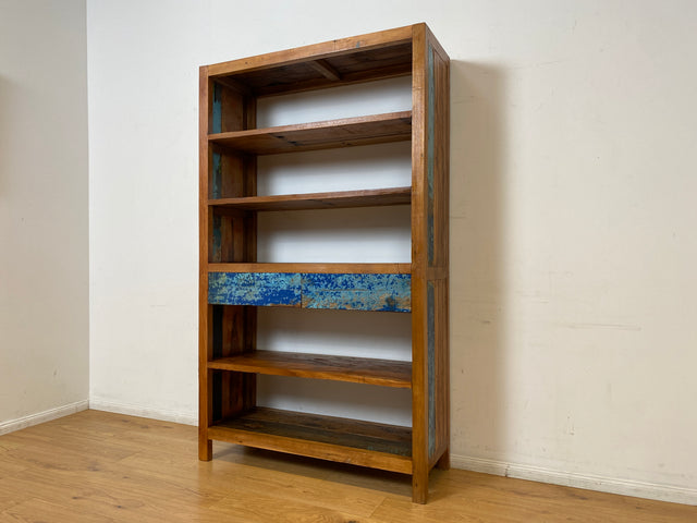 Boatwood by WMK I Handgefertigtes Regal aus altem Bootsholz in Originalfarbe I Teakholz I Holzregal Bücherschrank Bücheregal Highboard Küchenregal Raumtrenner Loft Bootsmöbel I Berlin Bochum Leipzig