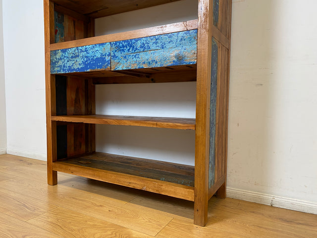 Boatwood by WMK I Handgefertigtes Regal aus altem Bootsholz in Originalfarbe I Teakholz I Holzregal Bücherschrank Bücheregal Highboard Küchenregal Raumtrenner Loft Bootsmöbel I Berlin Bochum Leipzig