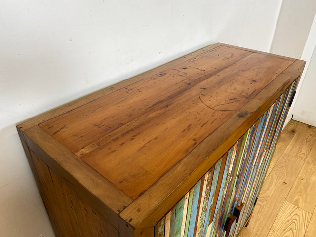 Boatwood by WMK I Großartiger Schrank handgefertigt aus altem Bootsholz in Originalfarben