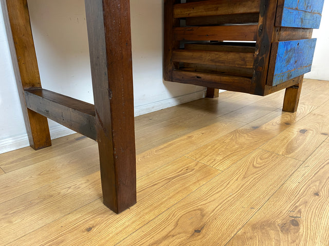 Boatwood by WMK I Besonderer Schreibtisch handgefertigt aus altem Bootsholz I Teakholz massiv in Originalfarbe I Arbeitstisch Bürotisch Arbeitsplatz Computertisch Desk Bootsmöbel I Berlin Bayern Köln