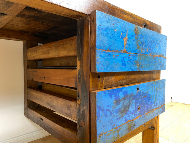Boatwood by WMK I Besonderer Schreibtisch handgefertigt aus altem Bootsholz I Teakholz massiv in Originalfarbe I Arbeitstisch Bürotisch Arbeitsplatz Computertisch Desk Bootsmöbel I Berlin Bayern Köln