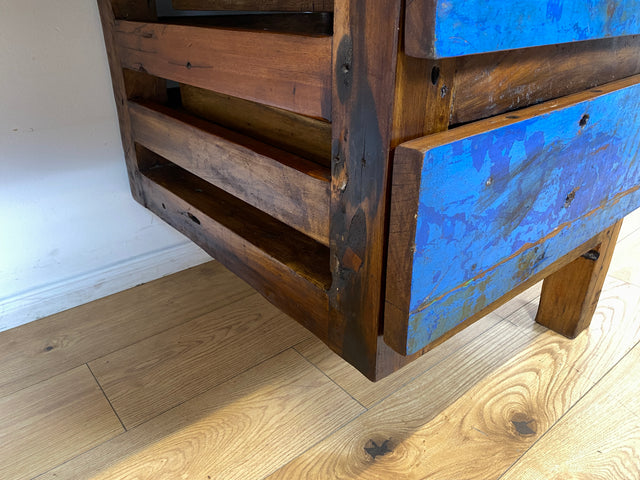 Boatwood by WMK I Besonderer Schreibtisch handgefertigt aus altem Bootsholz I Teakholz massiv in Originalfarbe I Arbeitstisch Bürotisch Arbeitsplatz Computertisch Desk Bootsmöbel I Berlin Bayern Köln
