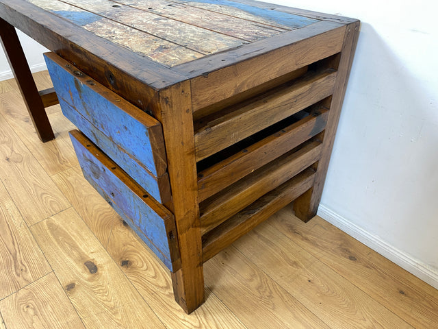 Boatwood by WMK I Besonderer Schreibtisch handgefertigt aus altem Bootsholz I Teakholz massiv in Originalfarbe I Arbeitstisch Bürotisch Arbeitsplatz Computertisch Desk Bootsmöbel I Berlin Bayern Köln