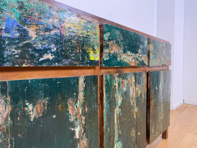 Boatwood by WMK I Einzigartiges Sideboard handgefertigt aus altem Bootsholz in Originalfarben I Teakholz massiv I Schrank Kommode Anrichte Büfett Buffet Chest Wäschekommode I Berlin Dresden Frankfurt