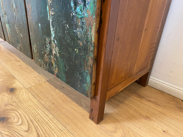 Boatwood by WMK I Einzigartiges Sideboard handgefertigt aus altem Bootsholz in Originalfarben I Teakholz massiv I Schrank Kommode Anrichte Büfett Buffet Chest Wäschekommode I Berlin Dresden Frankfurt