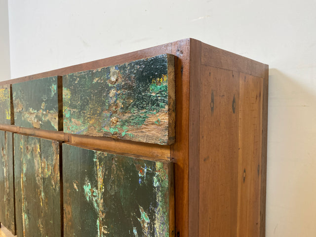 Boatwood by WMK I Einzigartiges Sideboard handgefertigt aus altem Bootsholz in Originalfarben I Teakholz massiv I Schrank Kommode Anrichte Büfett Buffet Chest Wäschekommode I Berlin Dresden Frankfurt