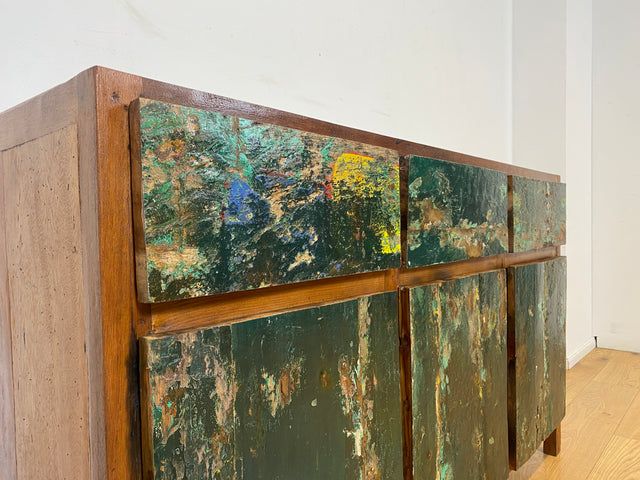 Boatwood by WMK I Einzigartiges Sideboard handgefertigt aus altem Bootsholz in Originalfarben I Teakholz massiv I Schrank Kommode Anrichte Büfett Buffet Chest Wäschekommode I Berlin Dresden Frankfurt