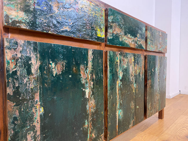 Boatwood by WMK I Einzigartiges Sideboard handgefertigt aus altem Bootsholz in Originalfarben I Teakholz massiv I Schrank Kommode Anrichte Büfett Buffet Chest Wäschekommode I Berlin Dresden Frankfurt