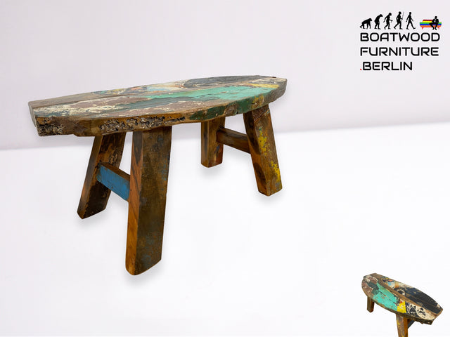 Boatwood by WMK I Robuste Sitzbank aus altem Bootsholz in Originalfarben I handgefertigtes Unikat I In- & Outdoor I Bank Holzbank Küchenbank Gartenbank Balkon Treibholz Loft Berlin Hessen Regensburg