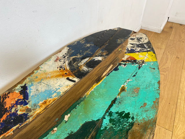 Boatwood by WMK I Robuste Sitzbank aus altem Bootsholz in Originalfarben I handgefertigtes Unikat I In- & Outdoor I Bank Holzbank Küchenbank Gartenbank Balkon Treibholz Loft Berlin Hessen Regensburg