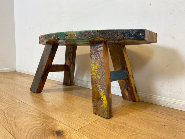 Boatwood by WMK I Robuste Sitzbank aus altem Bootsholz in Originalfarben I handgefertigtes Unikat I In- & Outdoor I Bank Holzbank Küchenbank Gartenbank Balkon Treibholz Loft Berlin Hessen Regensburg