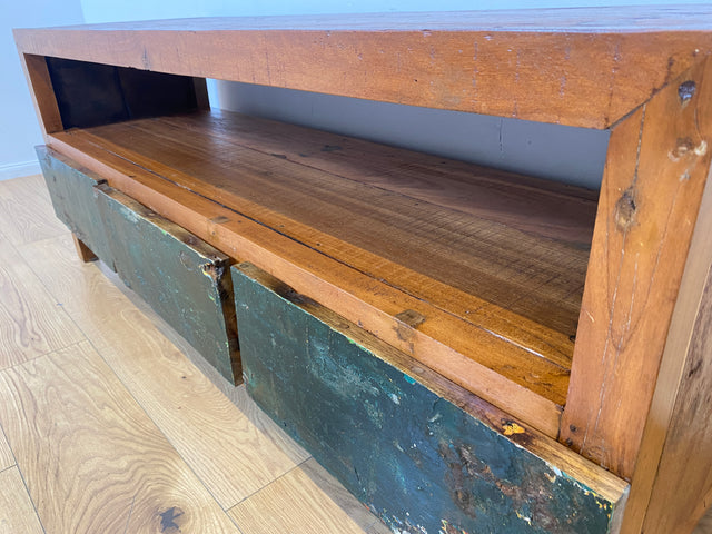 Boatwood by WMK I Besonders schönes TV Lowboard mit Schubladen & Fach I handgefertigt aus altem Bootsholz I Teakholz massiv I Sideboard Kommode Bank Rack Stand Fernsehkommode Berlin Stuttgart Bochum