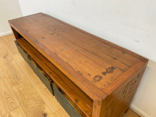 Boatwood by WMK I Besonders schönes TV Lowboard mit Schubladen & Fach I handgefertigt aus altem Bootsholz I Teakholz massiv I Sideboard Kommode Bank Rack Stand Fernsehkommode Berlin Stuttgart Bochum