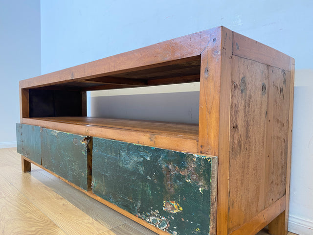 Boatwood by WMK I Besonders schönes TV Lowboard mit Schubladen & Fach I handgefertigt aus altem Bootsholz I Teakholz massiv I Sideboard Kommode Bank Rack Stand Fernsehkommode Berlin Stuttgart Bochum