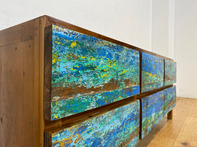 Boatwood by WMK I Besonders schönes handgefertigtes Sideboard aus altem Bootsholz mit Schubladen I TV Lowboard Kommode Board Schubladenkommode Wäschekommode Fernsehschrank I Berlin Rostock Bayern NRW