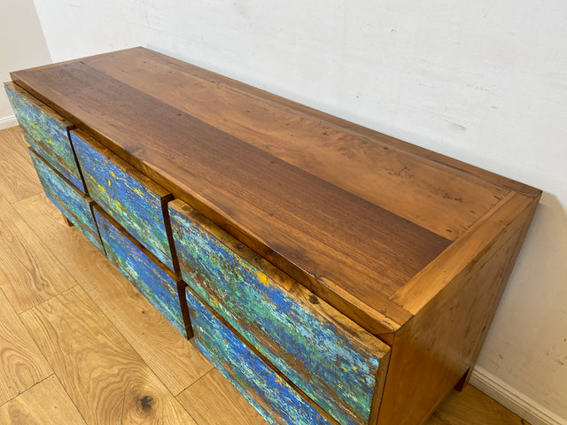 Boatwood by WMK I Besonders schönes handgefertigtes Sideboard aus altem Bootsholz mit Schubladen I TV Lowboard Kommode Board Schubladenkommode Wäschekommode Fernsehschrank I Berlin Rostock Bayern NRW