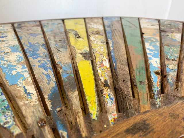 Boatwood by WMK I Formschöner und nachhaltiger bunter Nierentisch aus altem Bootsholz I handgefertigtes Unikat I Teakholz massiv I Couchtisch Wohnzimmertisch Kidney Coffee Table I Berlin Bremen Bayern