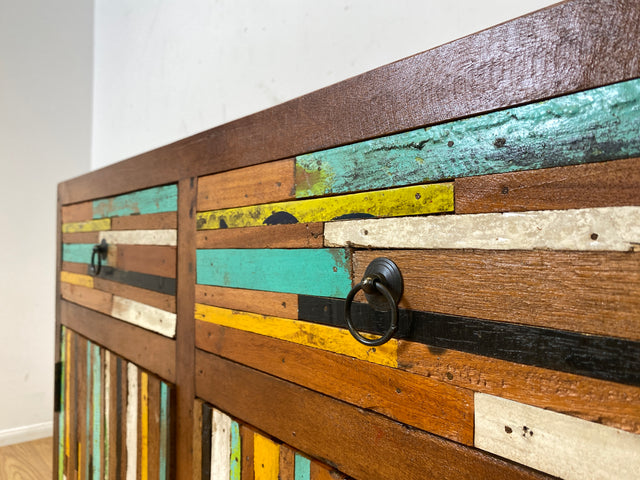 Boatwood by WMK I Einzigartige Kommode handgefertigt aus altem Bootsholz mit Schubladen I Teakholz massiv I Schrank Anrichte Sideboard Wäschekommode Schuhschrank Bootsmöbel Teak Berlin Sachsen Bayern