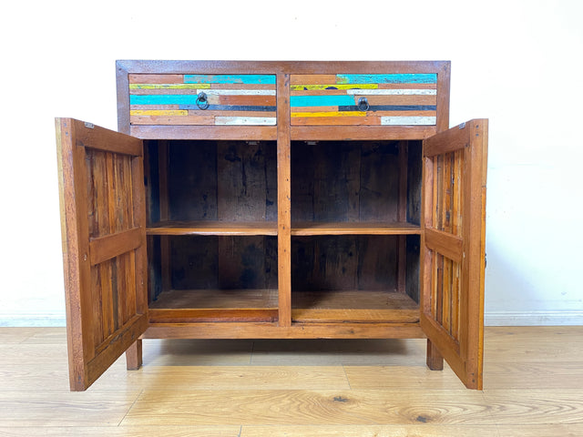 Boatwood by WMK I Einzigartige Kommode handgefertigt aus altem Bootsholz mit Schubladen I Teakholz massiv I Schrank Anrichte Sideboard Wäschekommode Schuhschrank Bootsmöbel Teak Berlin Sachsen Bayern