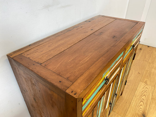 Boatwood by WMK I Einzigartige Kommode handgefertigt aus altem Bootsholz mit Schubladen I Teakholz massiv I Schrank Anrichte Sideboard Wäschekommode Schuhschrank Bootsmöbel Teak Berlin Sachsen Bayern