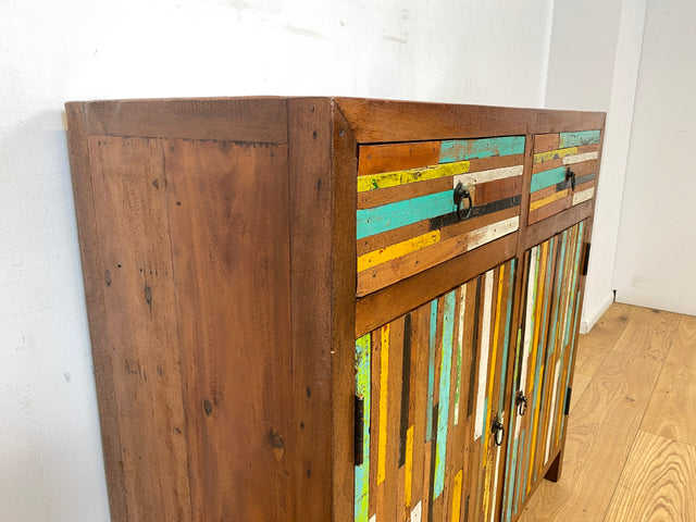 Boatwood by WMK I Einzigartige Kommode handgefertigt aus altem Bootsholz mit Schubladen I Teakholz massiv I Schrank Anrichte Sideboard Wäschekommode Schuhschrank Bootsmöbel Teak Berlin Sachsen Bayern