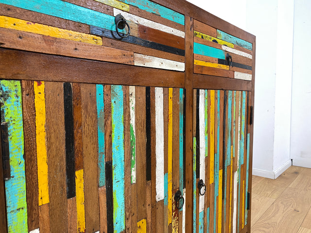 Boatwood by WMK I Einzigartige Kommode handgefertigt aus altem Bootsholz mit Schubladen I Teakholz massiv I Schrank Anrichte Sideboard Wäschekommode Schuhschrank Bootsmöbel Teak Berlin Sachsen Bayern