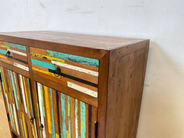 Boatwood by WMK I Einzigartige Kommode handgefertigt aus altem Bootsholz mit Schubladen I Teakholz massiv I Schrank Anrichte Sideboard Wäschekommode Schuhschrank Bootsmöbel Teak Berlin Sachsen Bayern