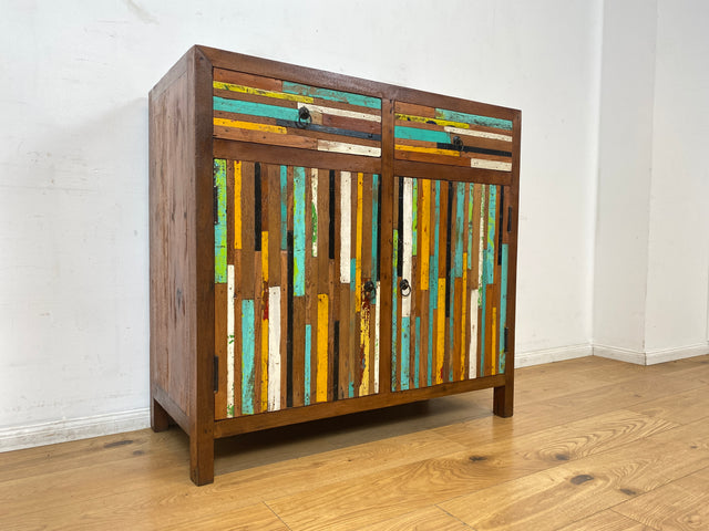 Boatwood by WMK I Einzigartige Kommode handgefertigt aus altem Bootsholz mit Schubladen I Teakholz massiv I Schrank Anrichte Sideboard Wäschekommode Schuhschrank Bootsmöbel Teak Berlin Sachsen Bayern