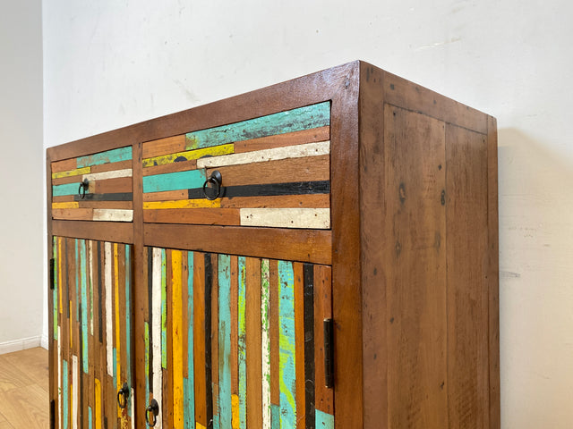 Boatwood by WMK I Einzigartige Kommode handgefertigt aus altem Bootsholz mit Schubladen I Teakholz massiv I Schrank Anrichte Sideboard Wäschekommode Schuhschrank Bootsmöbel Teak Berlin Sachsen Bayern