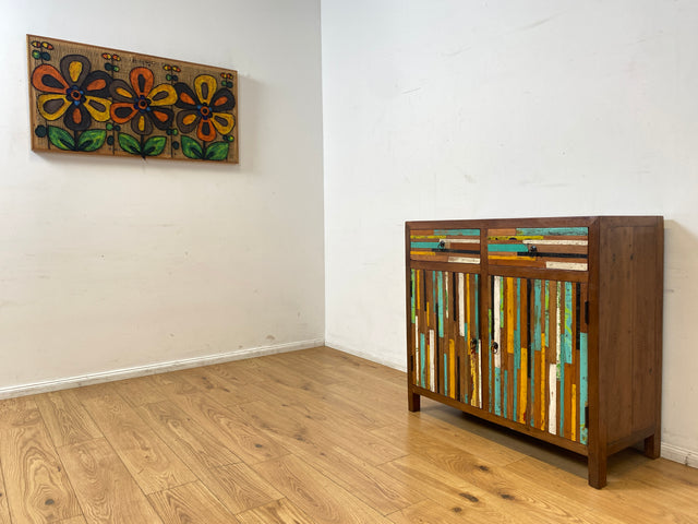 Boatwood by WMK I Einzigartige Kommode handgefertigt aus altem Bootsholz mit Schubladen I Teakholz massiv I Schrank Anrichte Sideboard Wäschekommode Schuhschrank Bootsmöbel Teak Berlin Sachsen Bayern