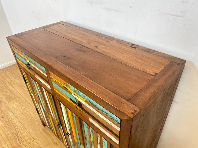 Boatwood by WMK I Einzigartige Kommode handgefertigt aus altem Bootsholz mit Schubladen I Teakholz massiv I Schrank Anrichte Sideboard Wäschekommode Schuhschrank Bootsmöbel Teak Berlin Sachsen Bayern