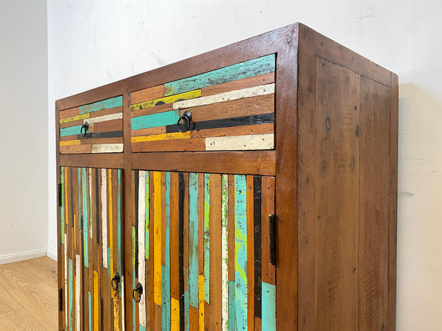 Boatwood by WMK I Einzigartige Kommode handgefertigt aus altem Bootsholz mit Schubladen I Teakholz massiv I Schrank Anrichte Sideboard Wäschekommode Schuhschrank Bootsmöbel Teak Berlin Sachsen Bayern