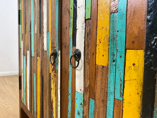 Boatwood by WMK I Einzigartige Kommode handgefertigt aus altem Bootsholz mit Schubladen I Teakholz massiv I Schrank Anrichte Sideboard Wäschekommode Schuhschrank Bootsmöbel Teak Berlin Sachsen Bayern