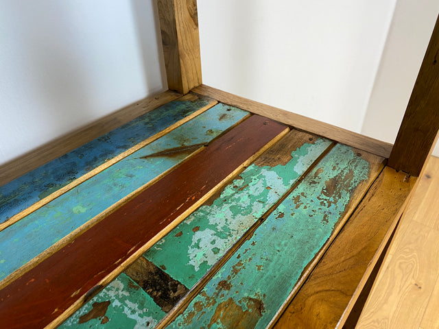 Boatwood by WMK # Schönes & sehr robustes Regal aus altem Bootsholz, ein handgefertigtes Unikat aus massivem Teakholz # Holzregal Küchenregal Bücherregal Bootsmöbel Upcycling Teak Industrial Treibholz