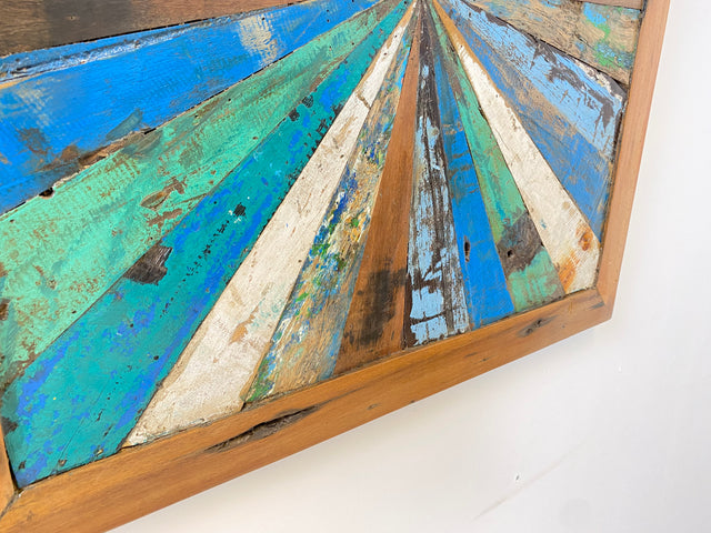 Boatwood by WMK # Großes buntes Wandbild aus altem Bootsholz, ein handgefertigtes Unikat aus massivem Teakholz in Originalfarben der Boote # buntes Bild Holztafel Tafel Modern Abstrakte Kunst Art Loft