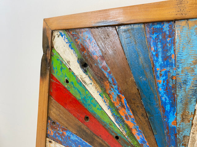 Boatwood by WMK # Großes buntes Wandbild aus altem Bootsholz, ein handgefertigtes Unikat aus massivem Teakholz in Originalfarben der Boote # buntes Bild Tafel Holztafel Modern Abstrakte Kunst Art Loft