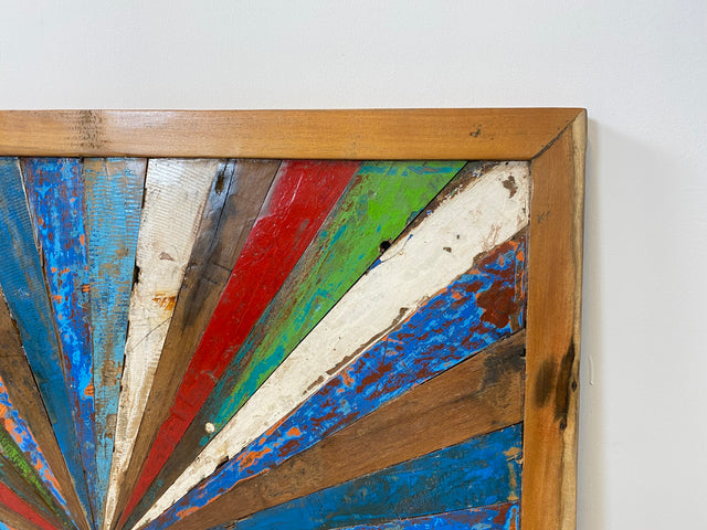 Boatwood by WMK # Großes buntes Wandbild aus altem Bootsholz, ein handgefertigtes Unikat aus massivem Teakholz in Originalfarben der Boote # buntes Bild Tafel Holztafel Modern Abstrakte Kunst Art Loft