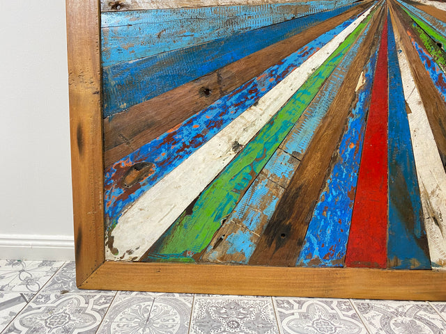 Boatwood by WMK # Großes buntes Wandbild aus altem Bootsholz, ein handgefertigtes Unikat aus massivem Teakholz in Originalfarben der Boote # buntes Bild Tafel Holztafel Modern Abstrakte Kunst Art Loft