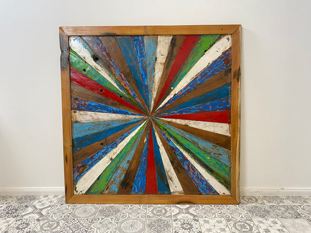 Boatwood by WMK # Großes buntes Wandbild aus altem Bootsholz, ein handgefertigtes Unikat aus massivem Teakholz in Originalfarben der Boote # buntes Bild Tafel Holztafel Modern Abstrakte Kunst Art Loft