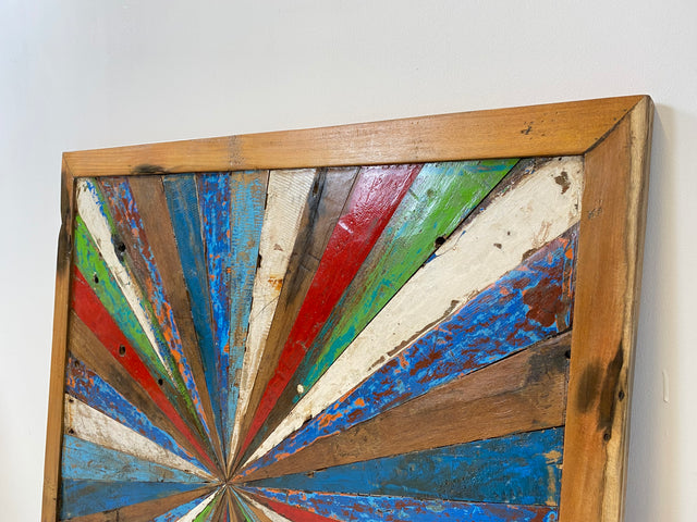 Boatwood by WMK # Großes buntes Wandbild aus altem Bootsholz, ein handgefertigtes Unikat aus massivem Teakholz in Originalfarben der Boote # buntes Bild Tafel Holztafel Modern Abstrakte Kunst Art Loft