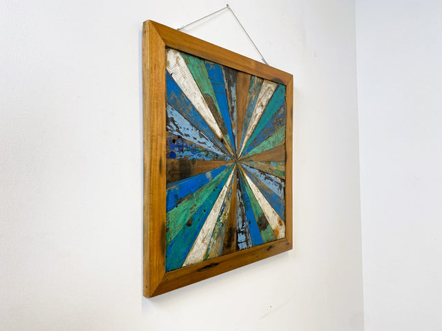 Boatwood by WMK # Großes buntes Wandbild aus altem Bootsholz, ein handgefertigtes Unikat aus massivem Teakholz in Originalfarben der Boote # buntes Bild Holztafel Tafel Modern Abstrakte Kunst Art Loft