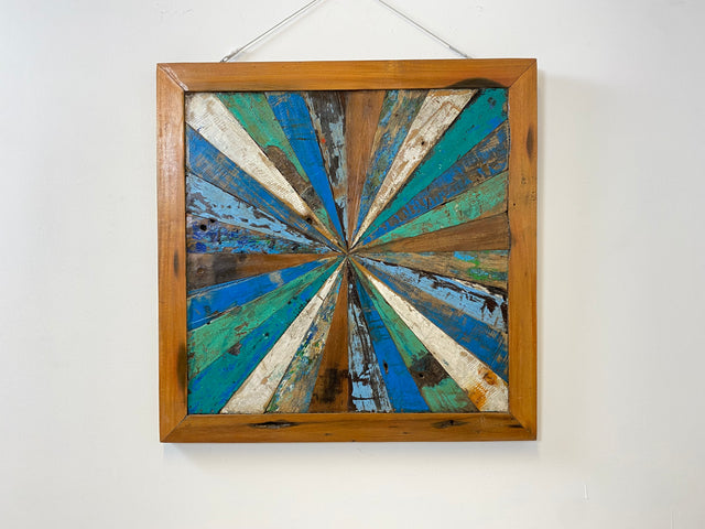 Boatwood by WMK # Großes buntes Wandbild aus altem Bootsholz, ein handgefertigtes Unikat aus massivem Teakholz in Originalfarben der Boote # buntes Bild Holztafel Tafel Modern Abstrakte Kunst Art Loft