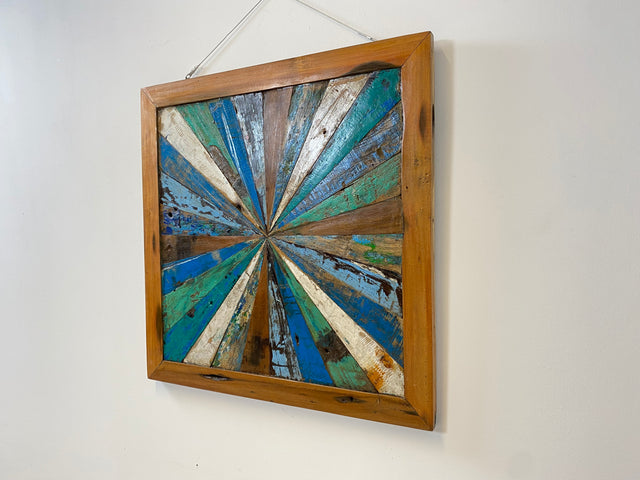 Boatwood by WMK # Großes buntes Wandbild aus altem Bootsholz, ein handgefertigtes Unikat aus massivem Teakholz in Originalfarben der Boote # buntes Bild Holztafel Tafel Modern Abstrakte Kunst Art Loft