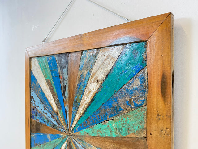 Boatwood by WMK # Großes buntes Wandbild aus altem Bootsholz, ein handgefertigtes Unikat aus massivem Teakholz in Originalfarben der Boote # buntes Bild Holztafel Tafel Modern Abstrakte Kunst Art Loft